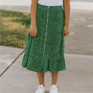 Max Studio Floral Maxi Skirt Womens Size Medium Green